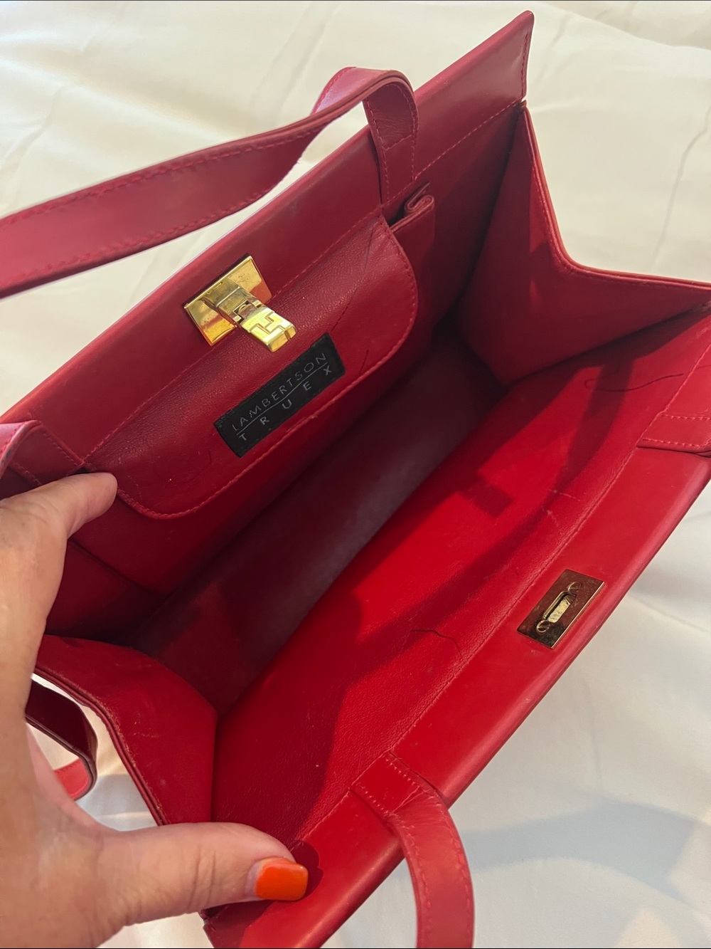 Vintage Lambertson Truex Red Striped Shoulder Bag - Picture 6 of 9